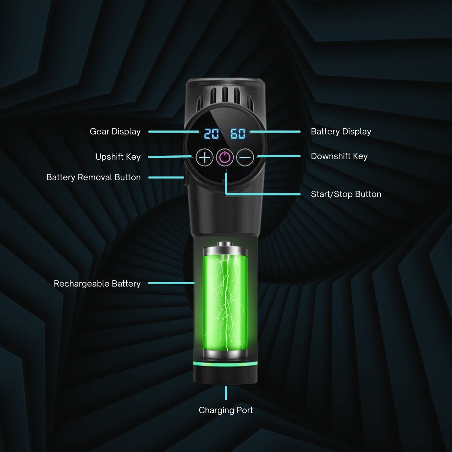 GUN MASSAGER LCD  + Scalp Massager